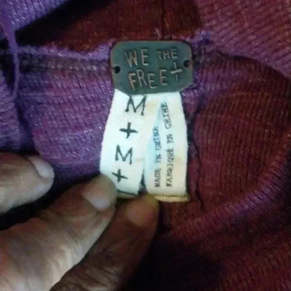 Free People We the Free Split Back Mock Neck Thermal Tunic Top in Purple M - Picture 7 of 8